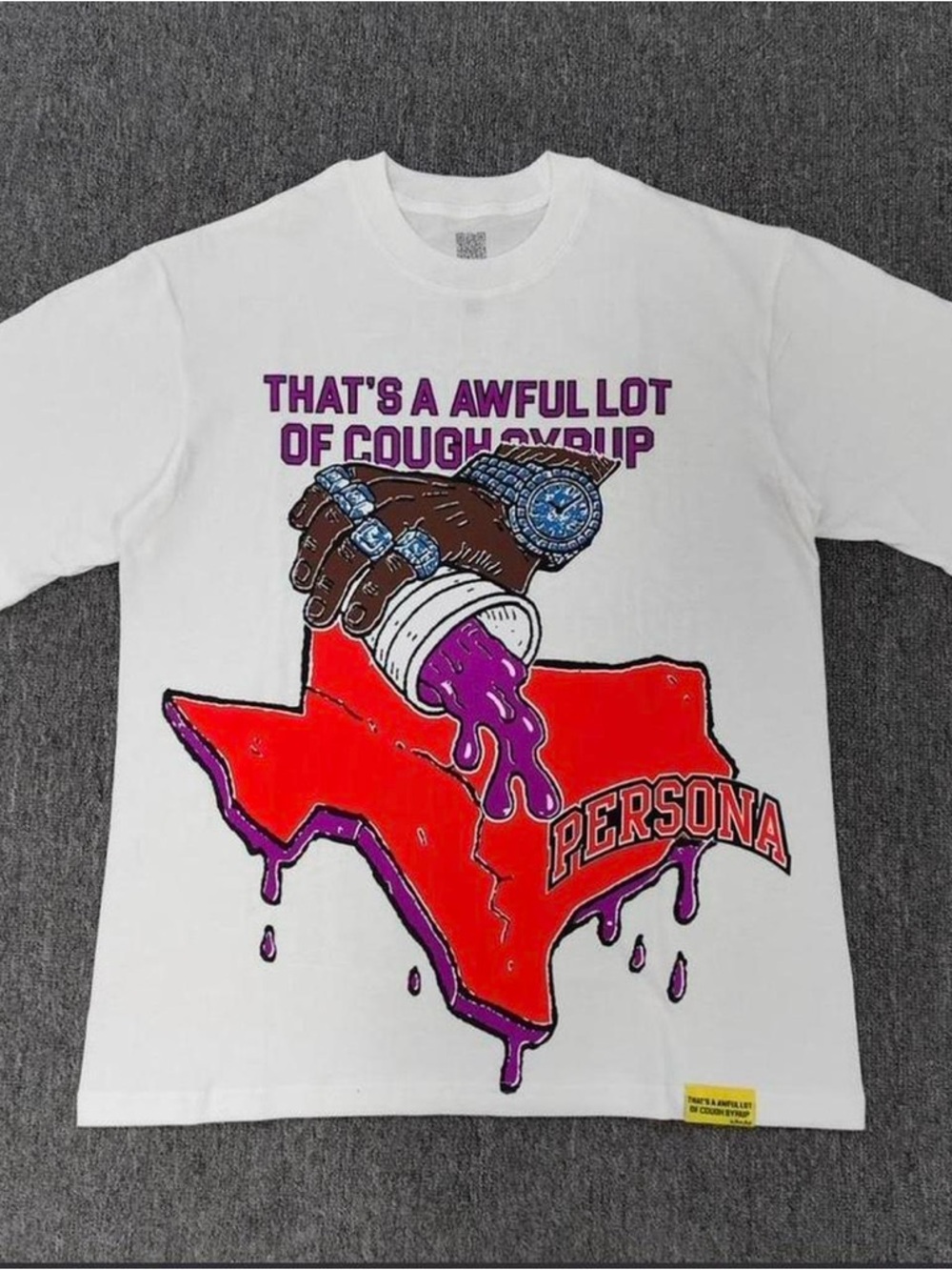 Persona White Short Sleeve Graphic Tee with Texas Pour Design